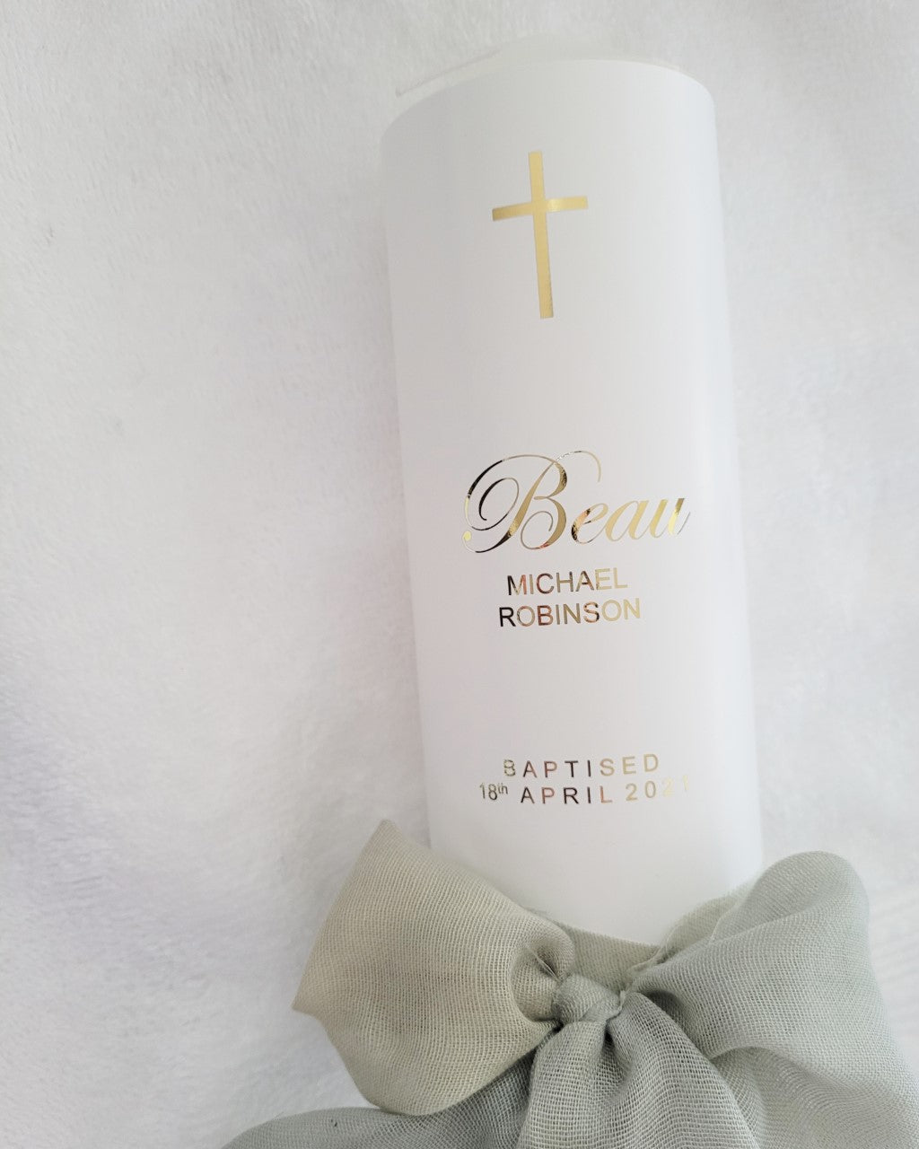 Baptism Candle - Faux Silk Ribbon