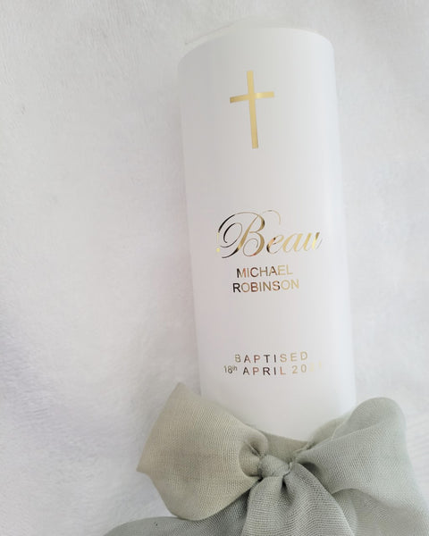 Baptism Candle - Faux Silk Ribbon