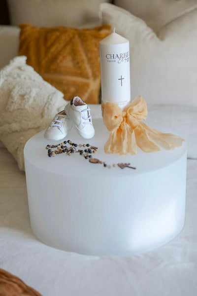 Baptism Candle - Faux Silk Ribbon